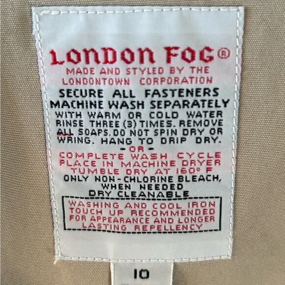 VTG London Fog Double Breasted tan  Houndstooth wool zip liner trench coat. 10R - Picture 10 of 11